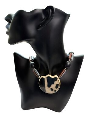 Geometric Ceramic Pendant Necklace Made in Japan